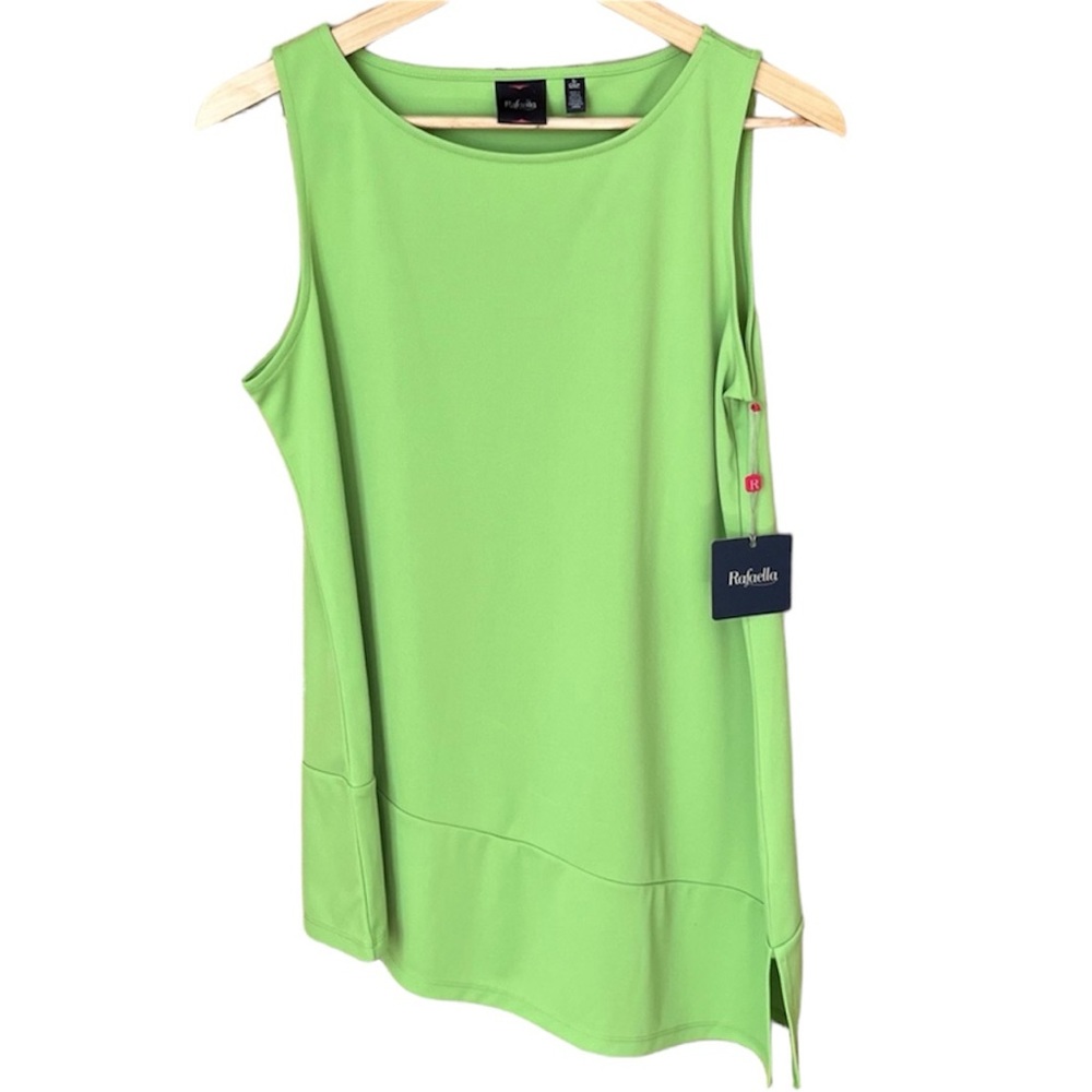 NWT Rafaella Green "Brazilian Carnival" Sleeveless Asymmetrical Tank Top